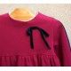 BabyYiro Winter Girl Dress Wine Black Stripe