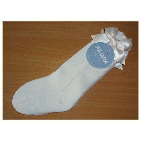 Juliana Baby Girl Beige Socks with Tie