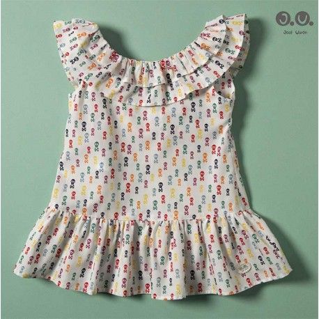 José Varón Verano Vestido niña Blanco Calaveras
