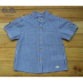 Jose Varon Summer Baby Boy Shirt Electric Blue Stripes