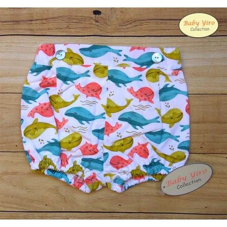 Baby Yiro Verano Short ranita bebé niño Blanca con Ballenas
