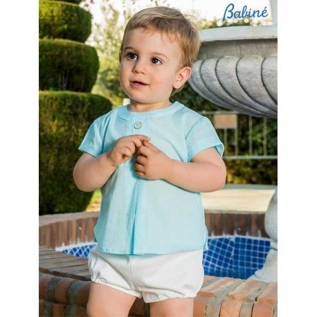 Babiné Summer Baby Boy Set Turquoise and White
