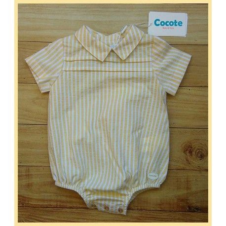 Cocote Summer Baby Romper Yellow Stripes