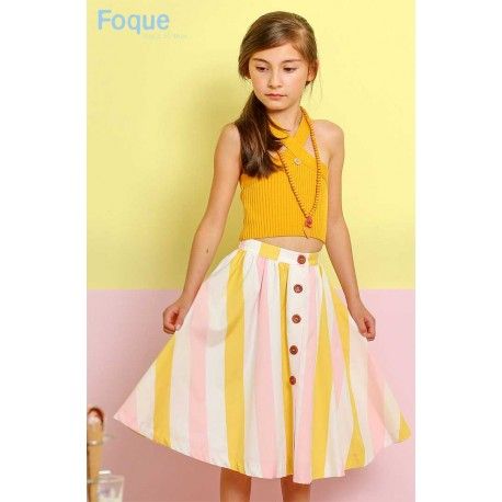 Foque Verano Conjunto niña Mostaza y Rayas