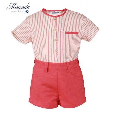Miranda Verano Conjunto bebé y niño Rayas Rojas