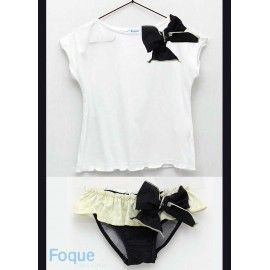 Foque Verano Conjunto niña Baño Blanco y Negro