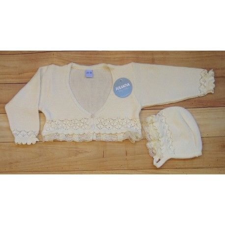 Juliana Summer Baby Girl Jacket Beige with Lace