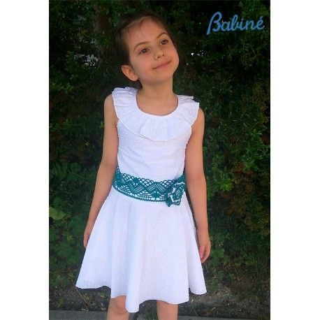 Babiné Verano Vestido niña Blanco Corte Cintura