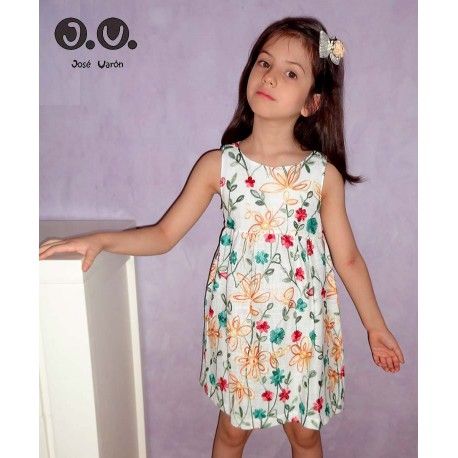 José Varón Summer Girl Dress Embroidery Flowers