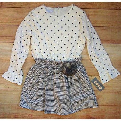 Coco Acqua Winter Baby Girl Dress Stars and Squares