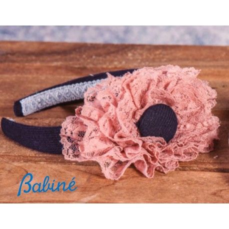 Babiné Invierno Diadema niña Marino Encaje Rosa