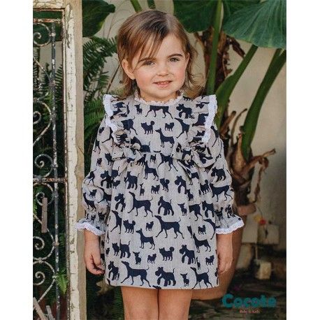 Cocote Winter Baby Girl Dress Dogs