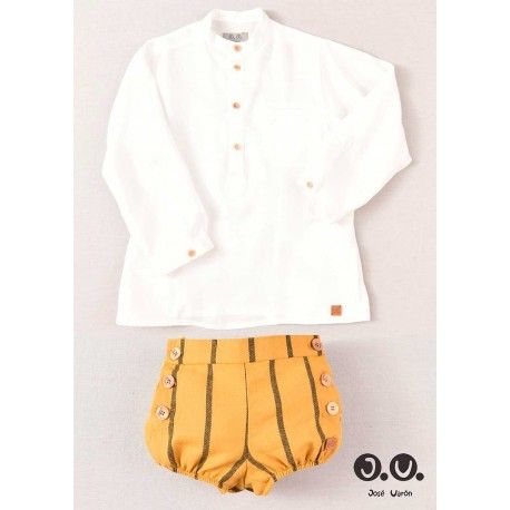 José Varón Invierno Conjunto bebé niño Blanco y Mostaza