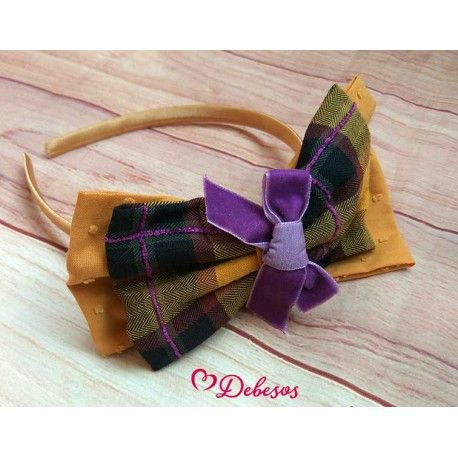 Debesos Winter Girl Headband Squared and Ocher Ties